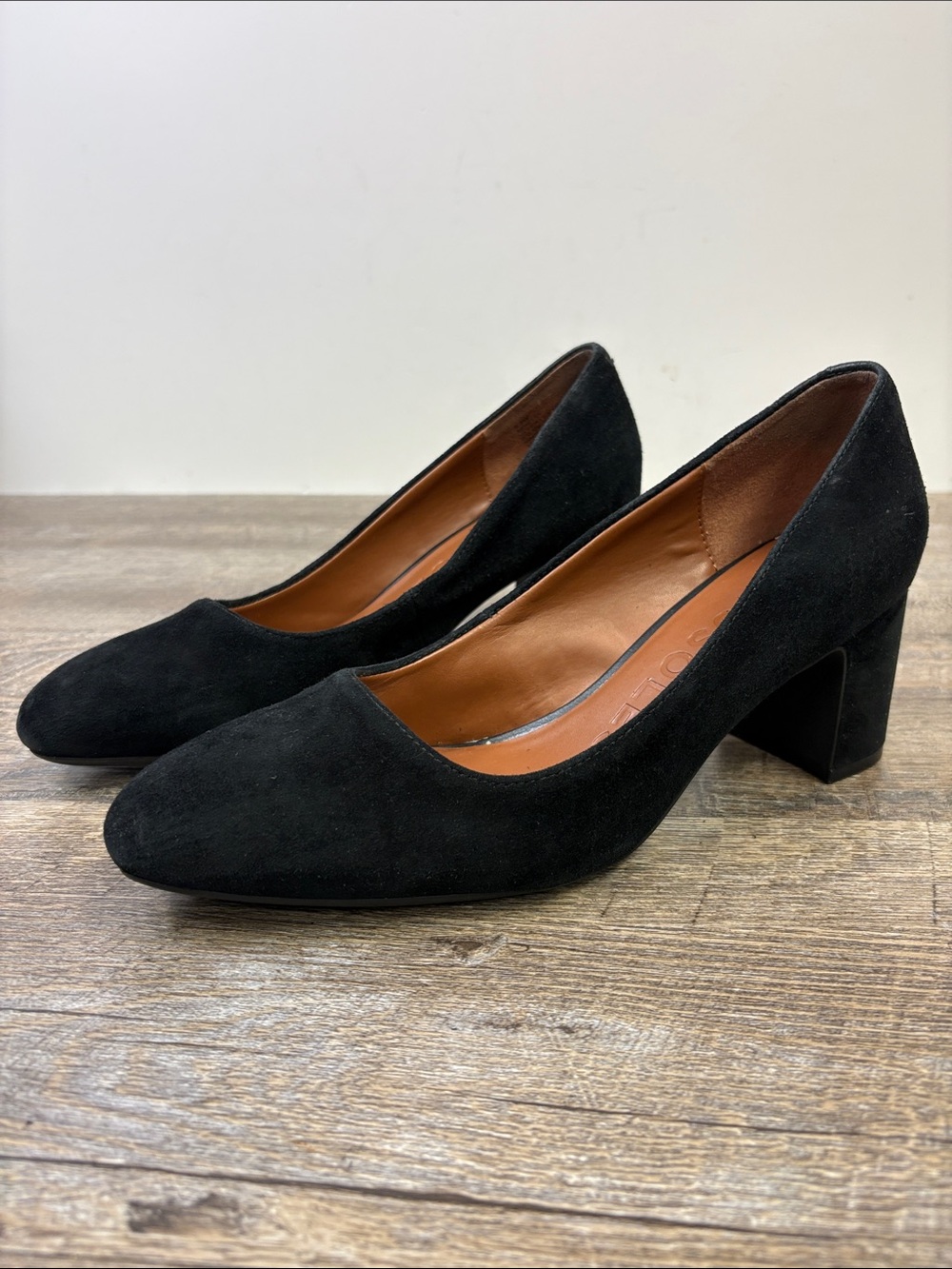 Aerosoles Women’s Black Suede Leather Block Heel Pumps Size 8.5W